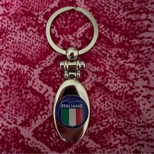 Italian Flag Silver Keychain